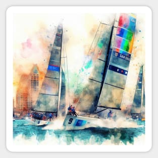Abstract looking illustration of a sailboat race Sticker